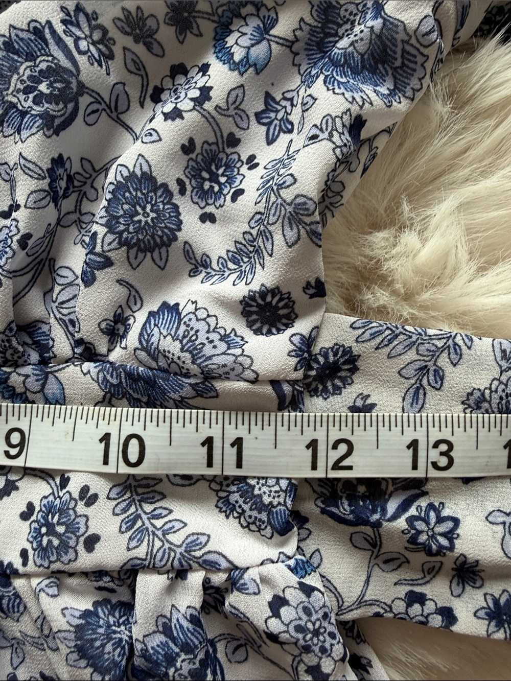 Japna Blue and White Long Sleeve Floral Wrap Dress - Picture 9 of 10